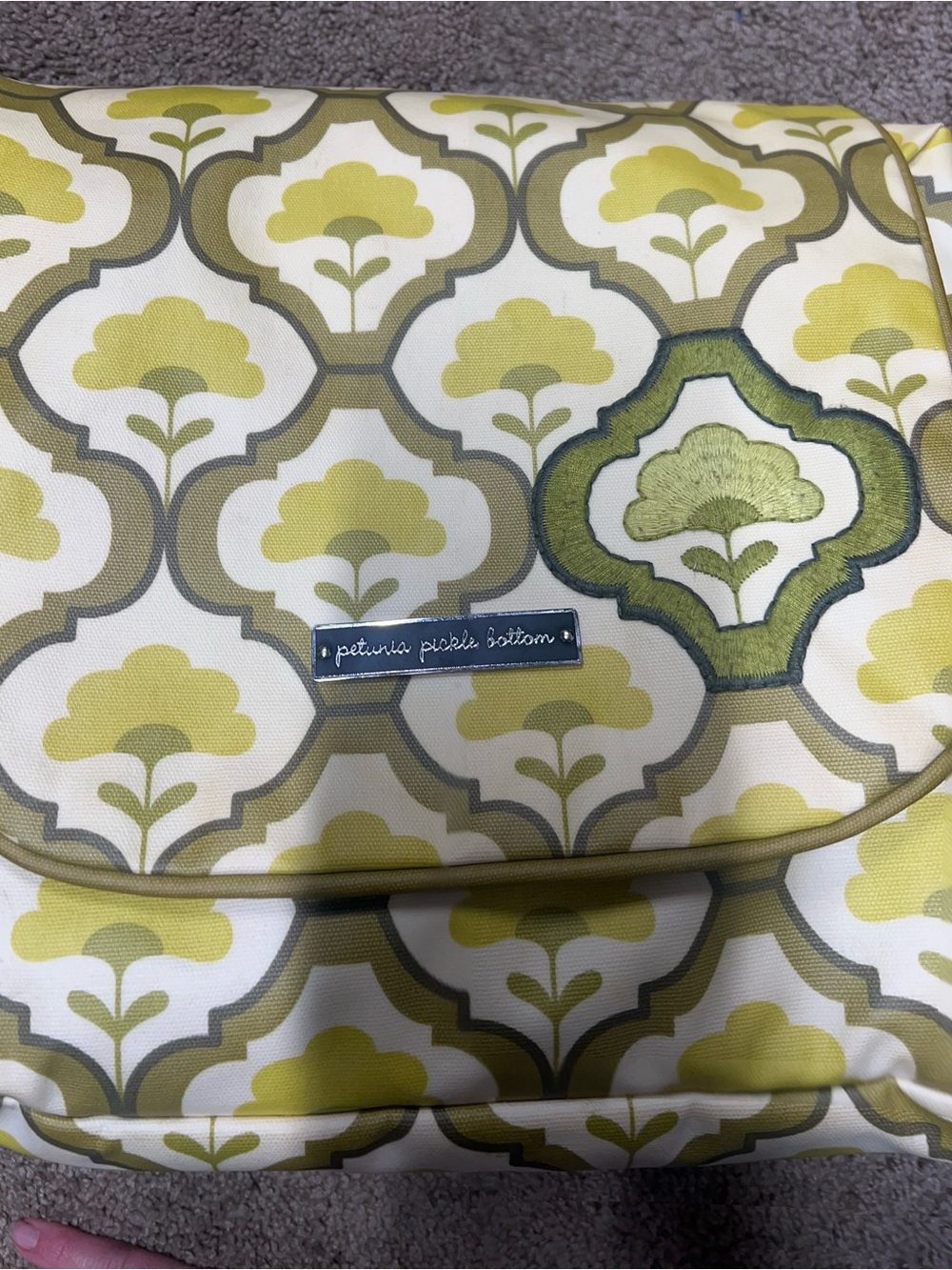 Petunia Pickle Bottom Yellow Olive Patterned Tote